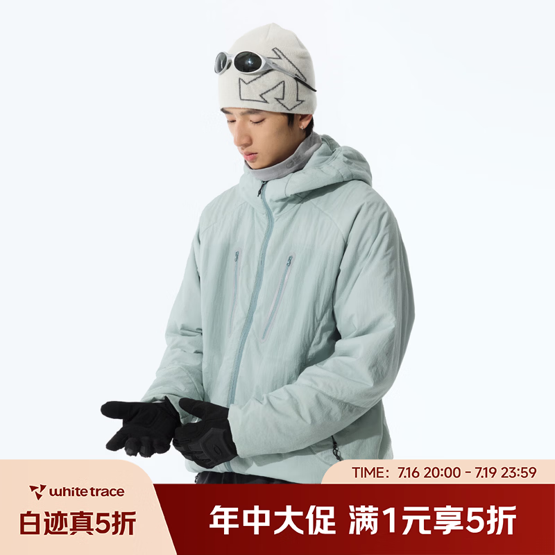 RESTICK金标P棉春季户外机能防风连帽棉服轻薄保暖透气外套男 浅兰 M