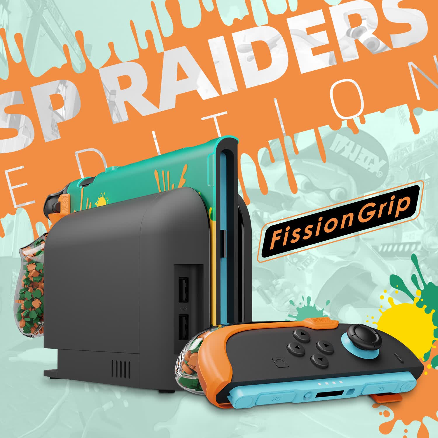 Skull & Co.Switch2分体保护壳 能插底座 付人体工学三种握把 FissionGrip skullco 骷髅雾鸦 Savage Raven FissonGrip【喷射战士突击队限量版】