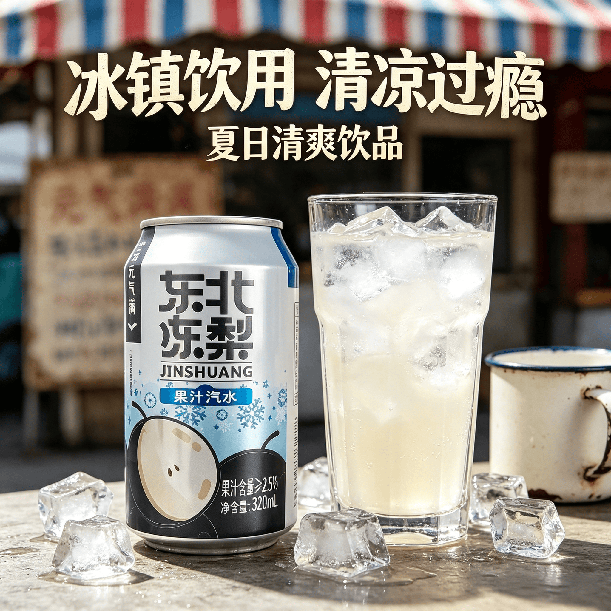 今爽东北冻梨汽水饮料气泡满满碳酸饮料320ml罐装气泡水厂家直发 24罐