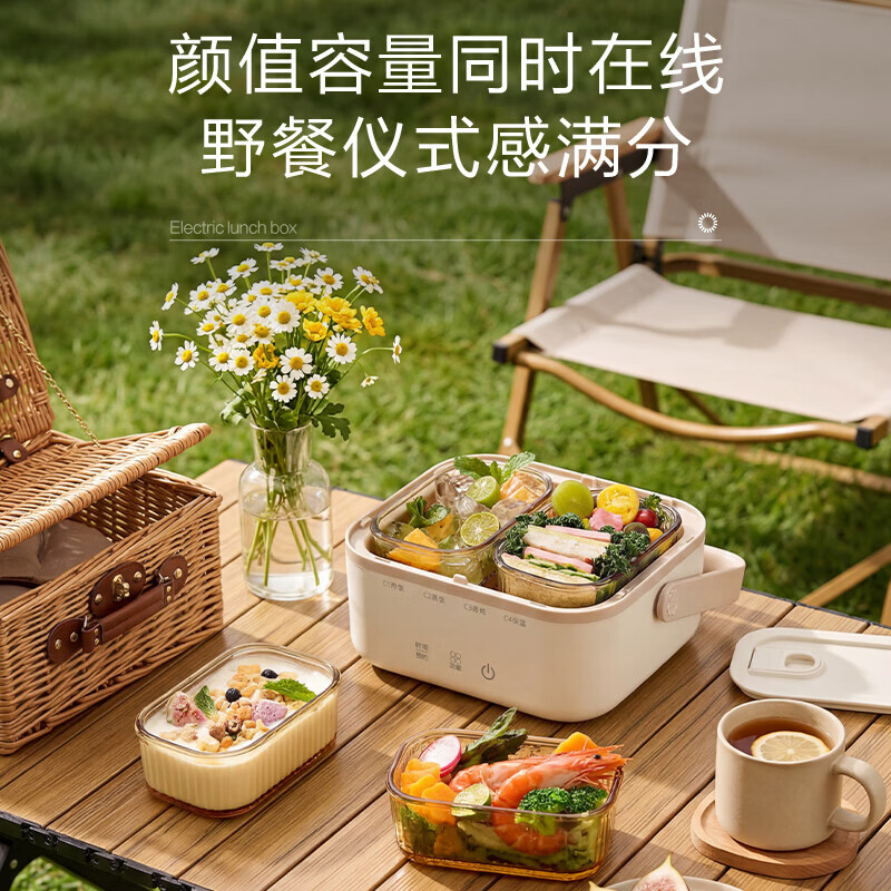 天际(TONZE)电热饭盒多功能智能预约上班族带饭加热饭盒办公室便当盒饭煲 0.7L 【基础单层款】2大功能/2H预约
