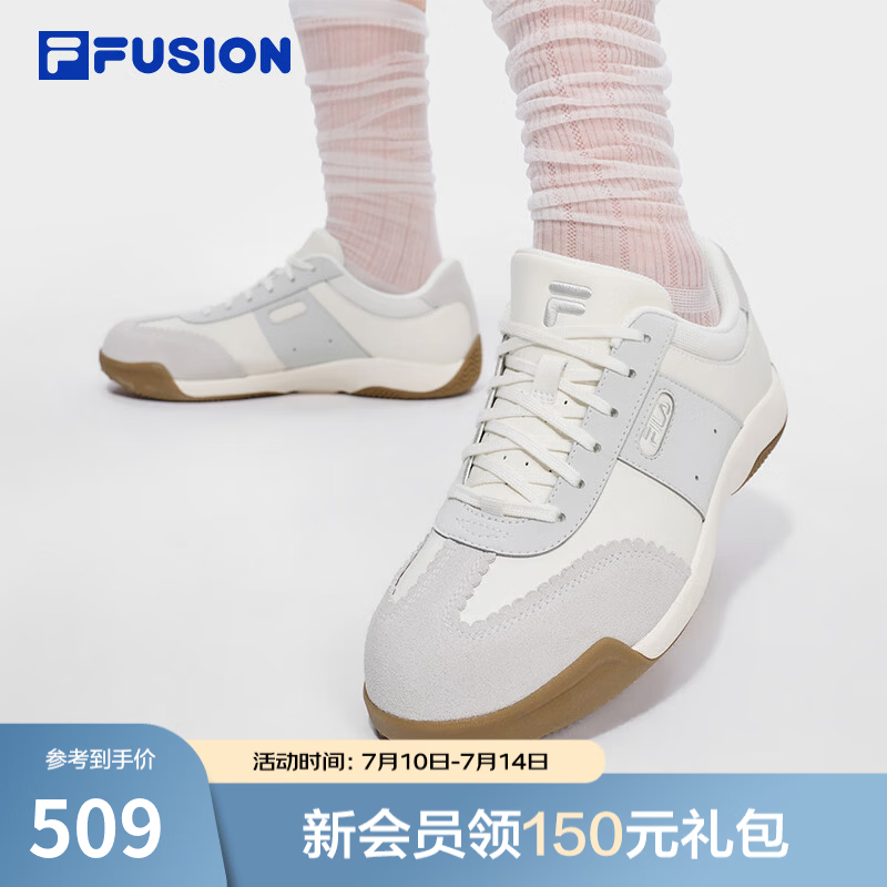 FILA FUSION斐乐潮牌女鞋ADE2050 DX薄底鞋2026夏新款时尚休闲鞋 雪白/蘑菇灰色-SO 39
