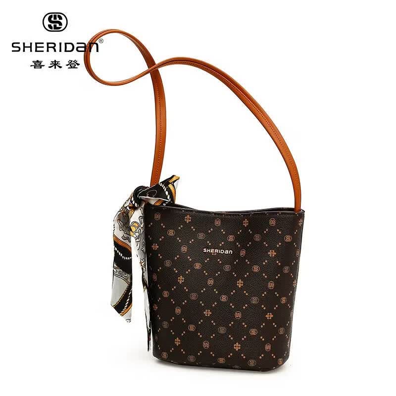 喜来登(SHERIDAN)包包 丝巾水桶包 女包轻奢单肩包斜挎包托特包七夕情人节礼物 NL260302S