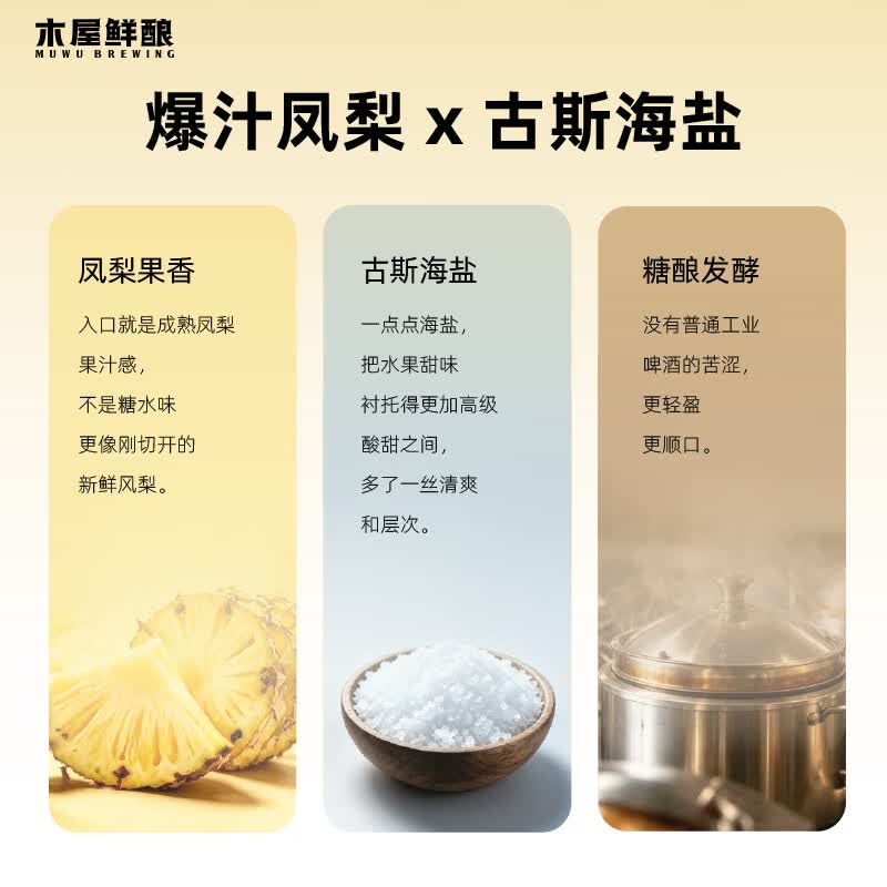 木屋烧烤鲜酿品鉴装啤酒6罐 古斯海盐德式小麦低度微醺解辣酒水 古斯海盐 252mL 6罐