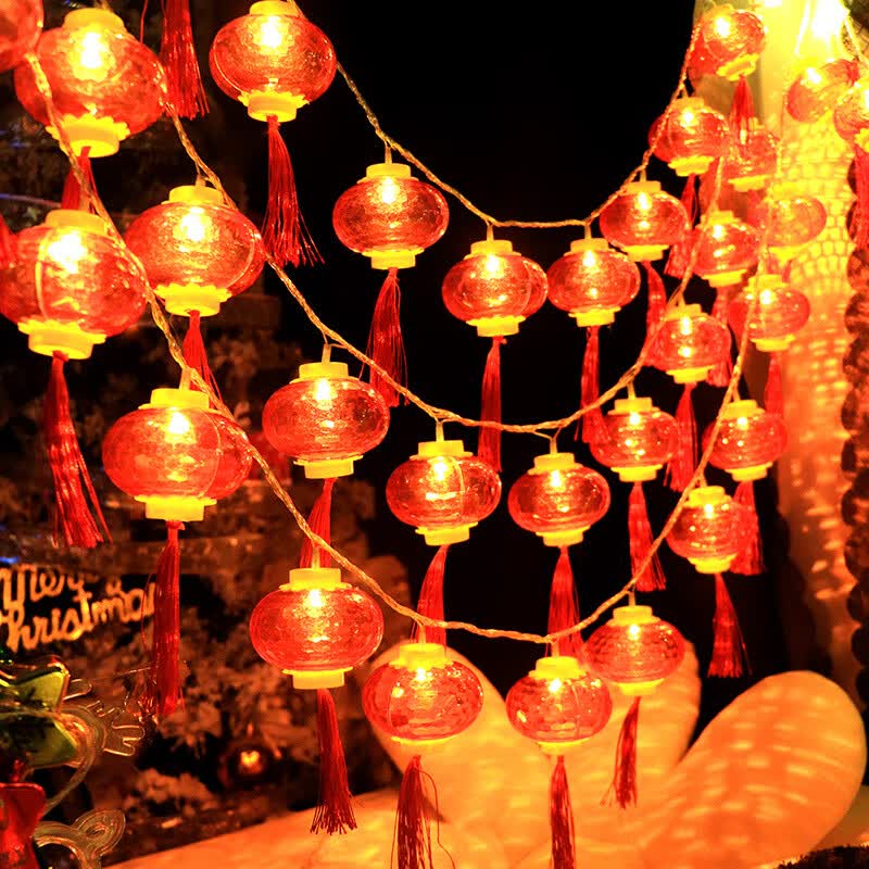 雅空新年挂饰小彩灯过年家里布置小红灯笼串灯闪灯挂树上春节装饰室内