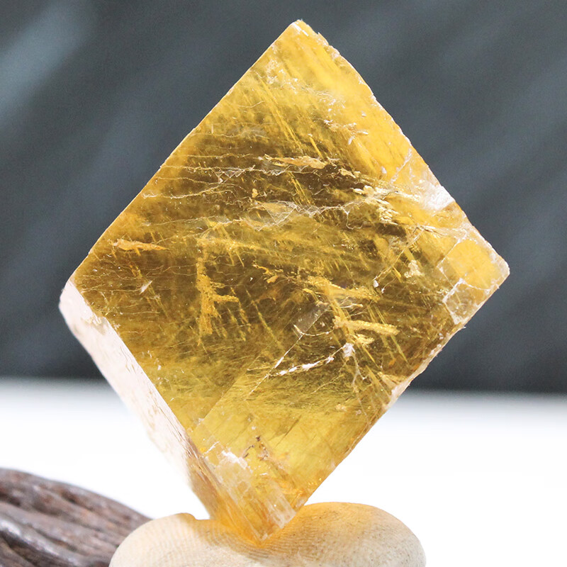 摆件 黄色方解石四方块原石碎料矿石标本大号 黄方解石原石100克1-2个