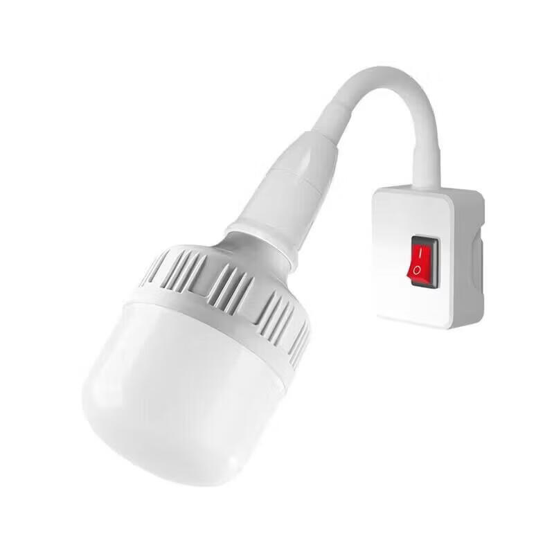 LED带开关螺口节能床头卧室厨房灯加长万向灯头插电小夜灯 20w+万向开关灯座