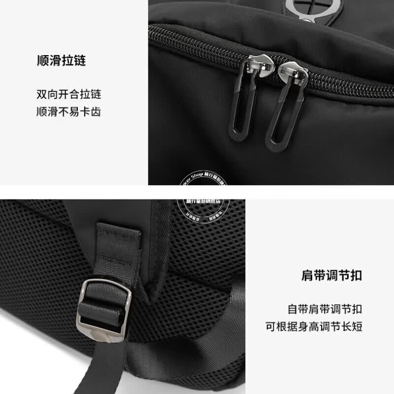 Walker Shop【品牌精选】双肩包男商务轻便旅行书包商务电脑大容量背包男士 黑色升级款【礼盒装/京仓发货/次日达】 30*18*45cm