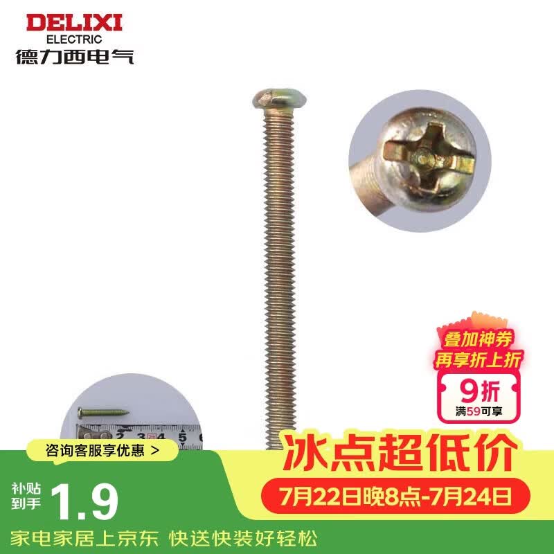 德力西（DELIXI）螺丝钉5公分长3.8mm十字加长螺丝平头钉 开关插座通用配件20只/包
