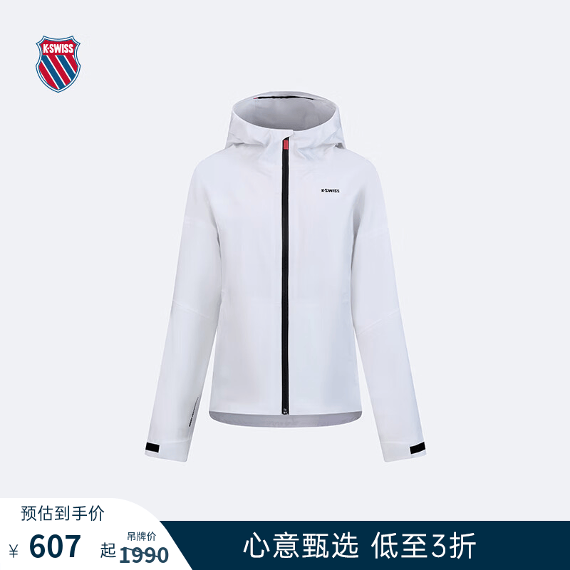 盖世威（K·SWISS）外套女春季新款开衫连帽梭织百搭休闲运动上衣1910189 1910724-101雪峰白 M