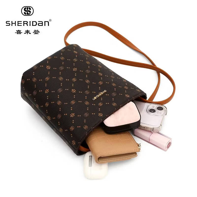 喜来登(SHERIDAN)包包 丝巾水桶包 女包轻奢单肩包斜挎包托特包七夕情人节礼物 NL260302S