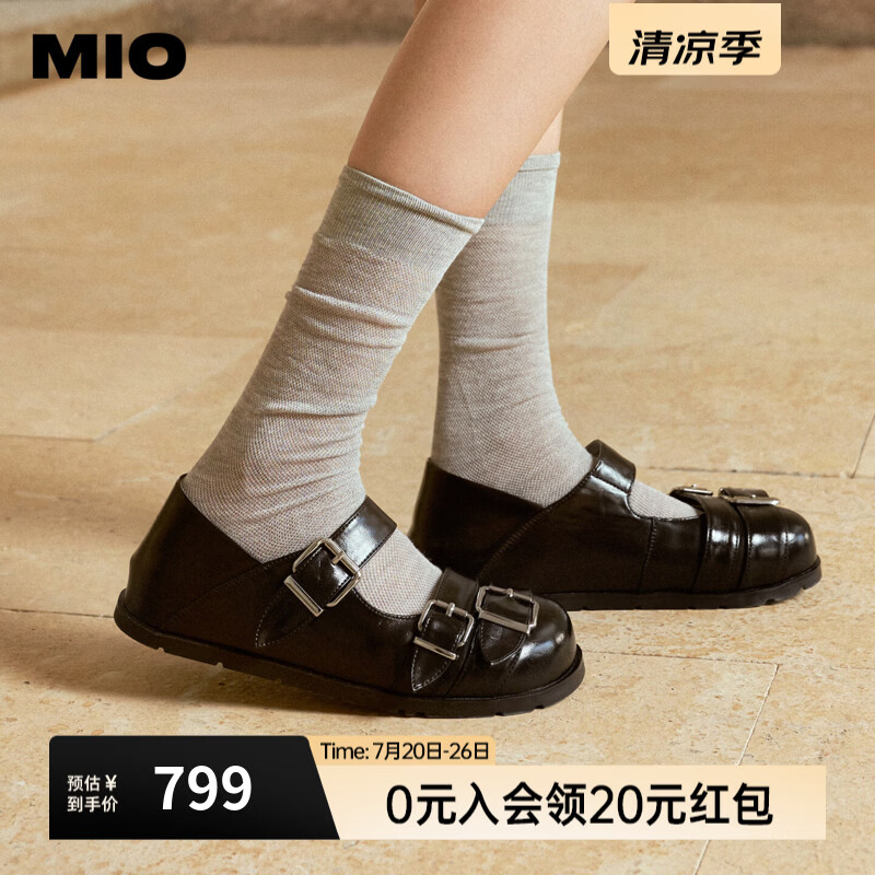 MIO卢昱晓同款|米奥玛丽珍勃肯鞋2026秋新款圆头小皮鞋甜酷女单鞋 黑色 39 (245mm)