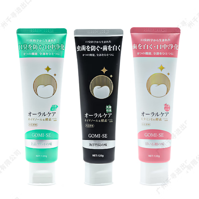 Gomi·SE日本进口秘素酵素牙膏竹木炭清洁乳酸菌维生素长期使用亮白防牙垢 芦荟竹炭120g-含氟-牙黄牙周去味