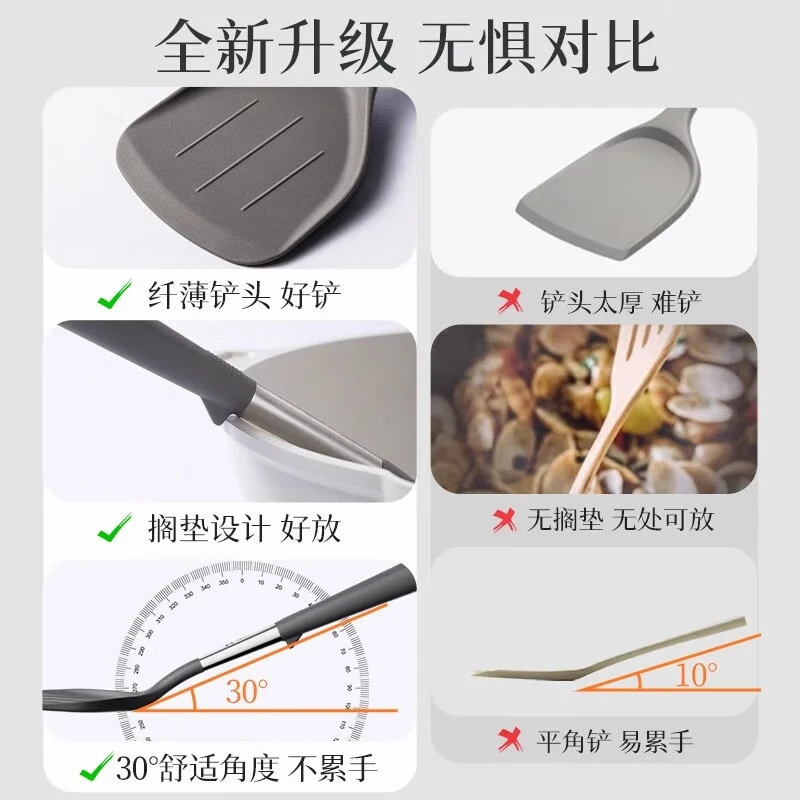 双枪(Suncha)锅铲硅胶铲家用炒菜铲子耐高温食品级汤勺套装不粘锅专用锅铲 【2件套】锅铲+汤勺