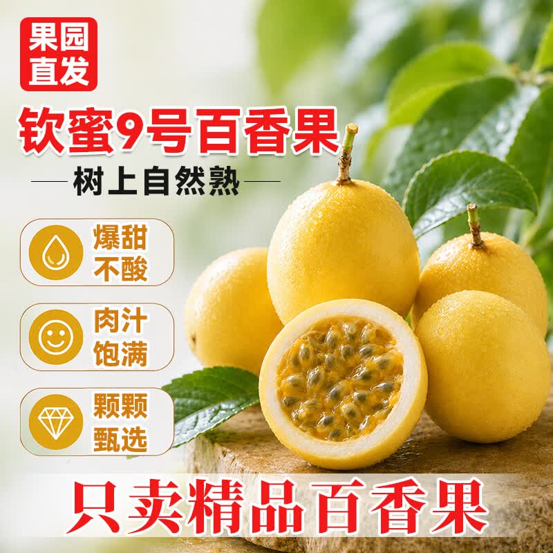 倾鲜倾果钦蜜9号黄金百香果果园现摘爆甜鲜果新鲜发货高档手提礼盒装送礼 16粒精品大果高档手提礼盒装 精选大果:单果70g-90g