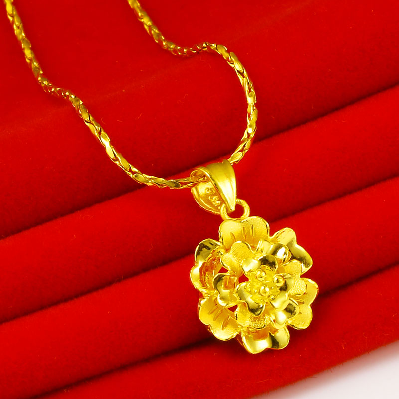 千影珠宝黄金项链9999足金吊坠女款花朵挂坠花头真金坠子按克重送老婆