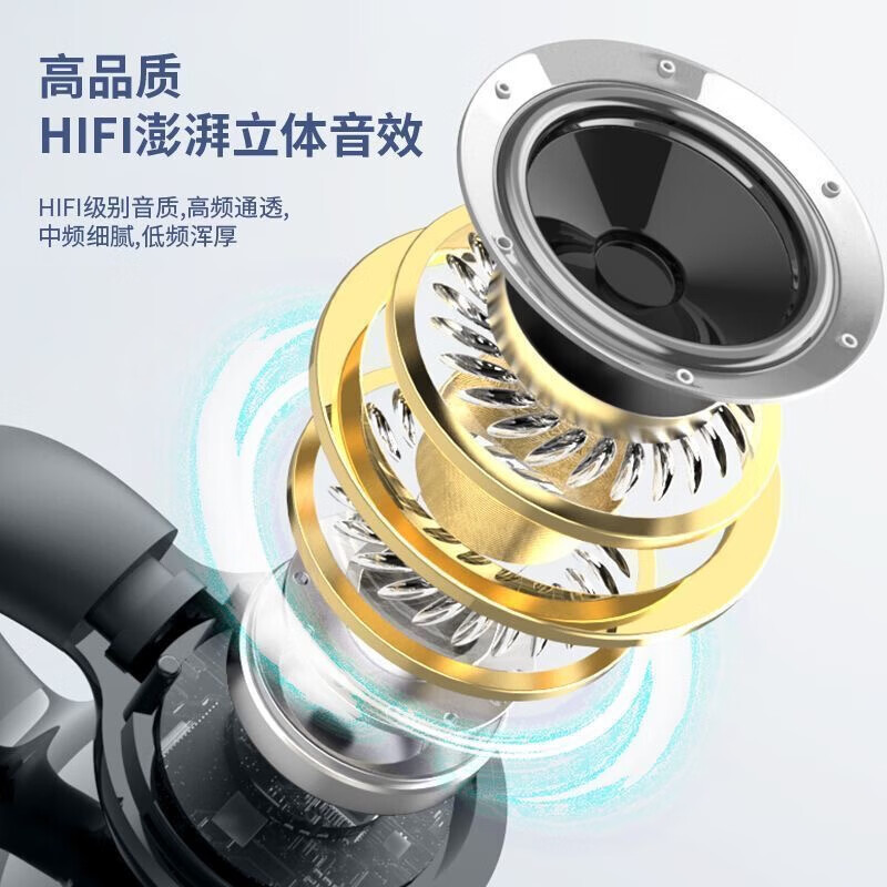 鑫羽音【现发】蓝牙耳机夹耳式骨传导2025新款无线运动不入耳跑步挂耳开放超长续航适用华为vivo苹果oppo 黑色【HiFi环绕音+持久续航】 【手机通用】蓝牙5.4-单耳