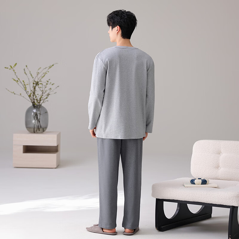 芬腾可安睡衣男士秋季款长袖外穿家居服套装秋冬款可外穿 灰色 XL