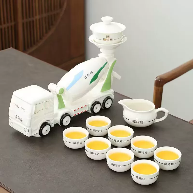 珍力全半自动茶具套装创意陶瓷懒人防烫功夫泡茶器家用礼品生肖马 青花招财马