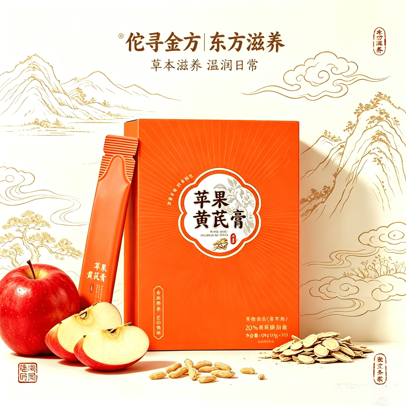 佗寻金方苹果黄芪膏水免煮素颜水养生调理熬夜滋补元气饮代茶包量贩装 超值装 100g*6盒