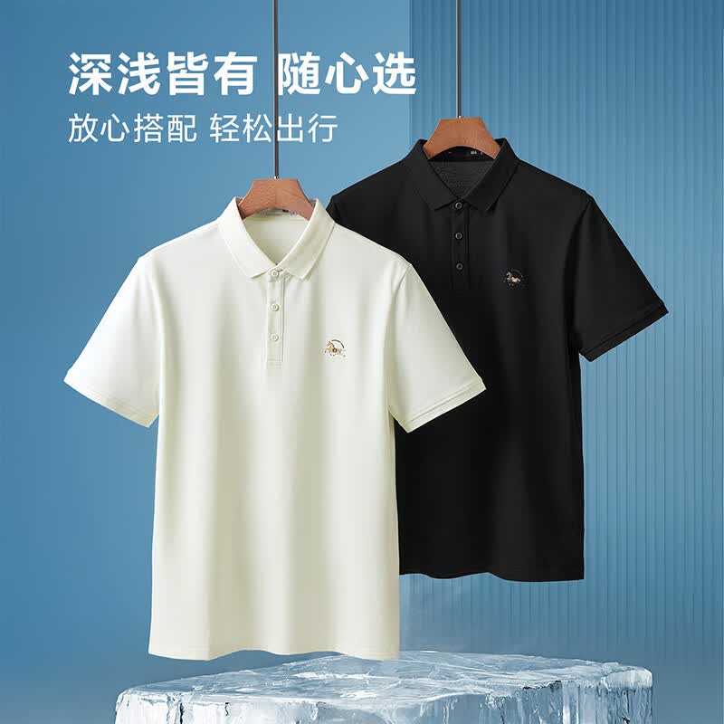 海澜之家（HLA）短袖Polo男26夏季新款马年贺岁系列短袖男HNTPW2F057A七夕礼物 黑色3D XL 180/96A 推荐151~164斤