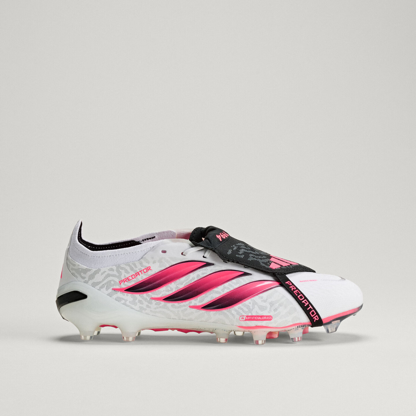 adidas PREDATOR ELITE FT AG人造草皮短钉足球鞋男女阿迪达斯 白色/漩涡荧光红/黑色 43
