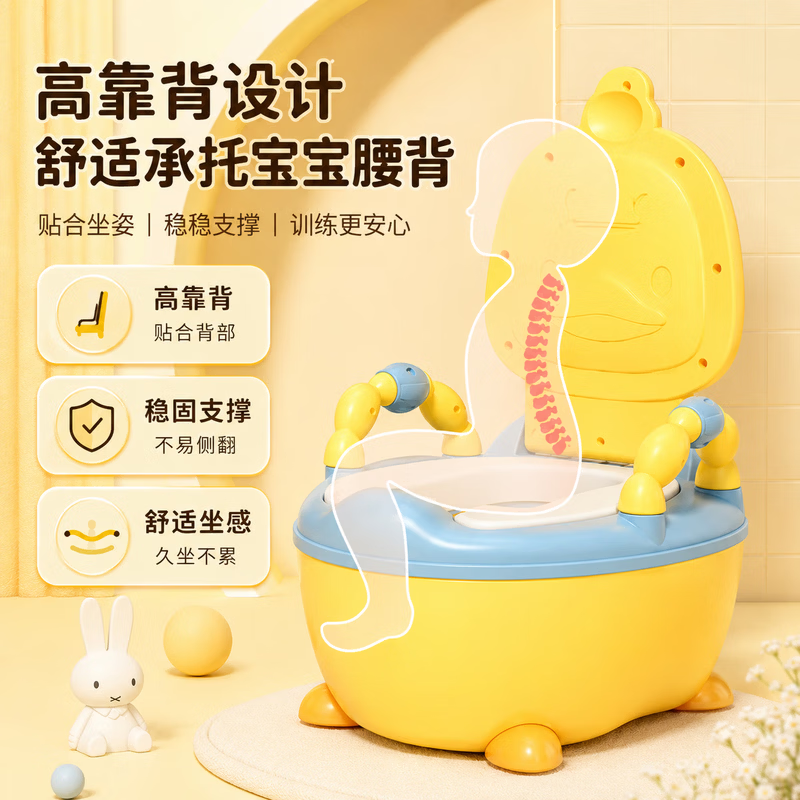 OUOETY德系儿童马桶坐便辅助器0-1-3-6岁宝宝训练尿便盆婴儿小马桶 桃花粉【PU软垫】0-6岁用 100清洁袋+清洁刷 粉色 【男孩女孩同款】