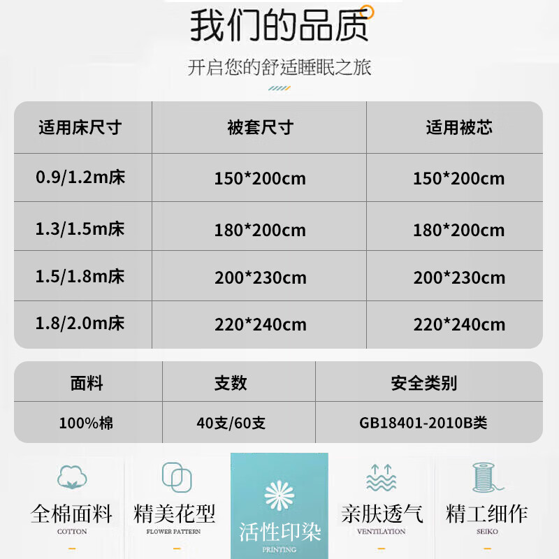 艾薇 被套单件宿舍单人全棉被套夏季 被罩纯棉150x200cm  北欧时代