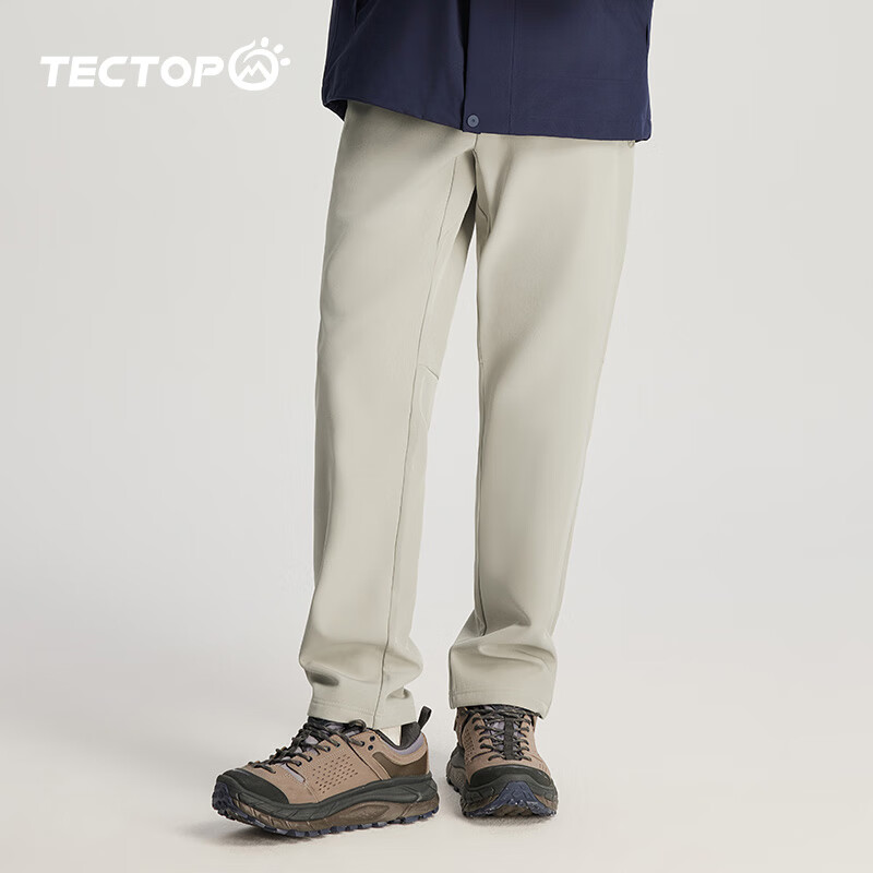 探拓(TECTOP)休闲裤男防风防泼水2026秋冬加绒保暖软壳长裤户外登山裤子 黄粱 S