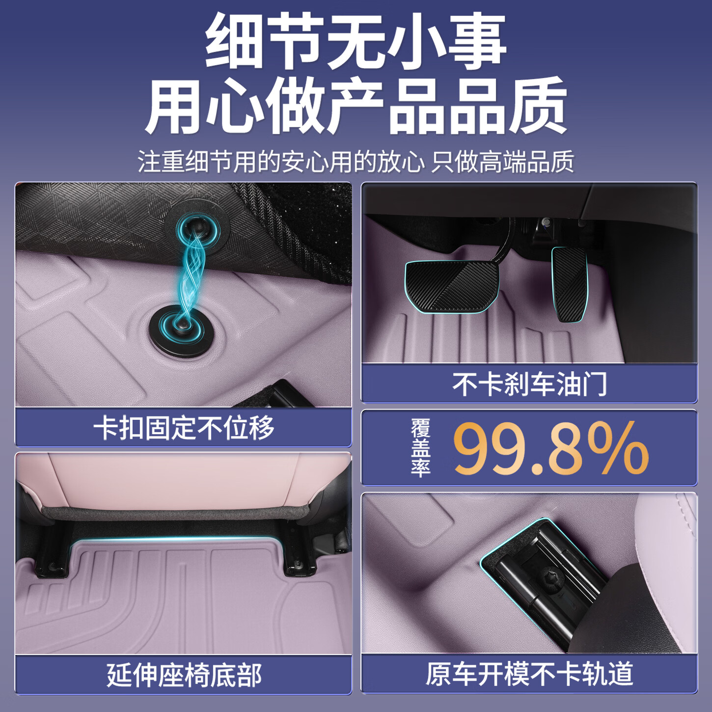 金瀚杰适用26款名爵MG4脚垫全包围TPE专用上汽车EV改装饰用品星空毯配件 【蔷薇紫】TPE包门槛脚垫(原厂级) 名爵MG4【2026款】 原车色铝膜工艺