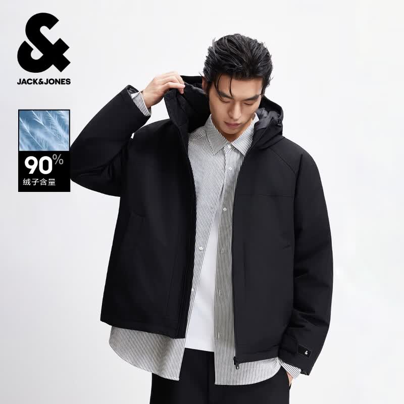 杰克·琼斯(JACK&JONES)冬季男装潮流休闲宽松羽绒服合集 225412033黑色 M (175)