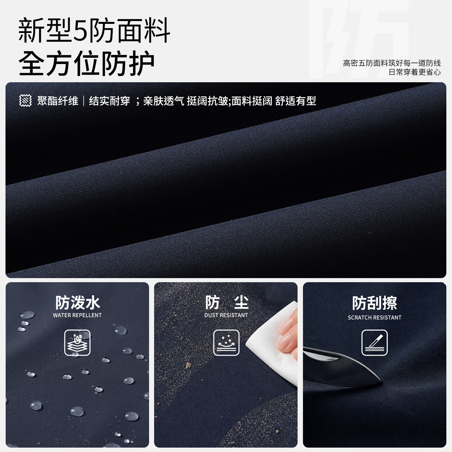蓝之旺 夹克外套男2026秋季新款商务休闲工装防风防泼水工作服上衣男装 薄款深兰 XL