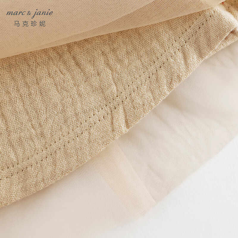 马克珍妮女童网纱短裙半身裙蛋糕裙儿童新年红裙子秋冬新款241080 驼色 100