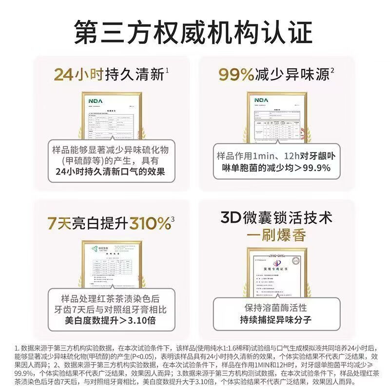 bop波普专研香氛清新爆珠牙膏亮白清新去渍 橘彩霞光100g+雨后初桃100g+牙刷2支
