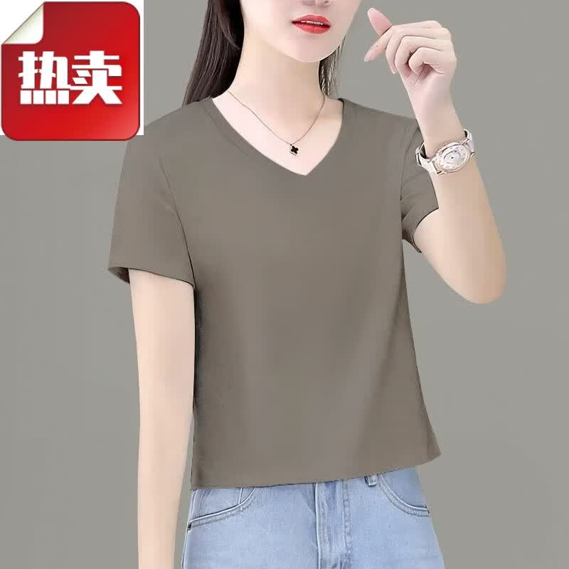 夏典素订女王(SE.PSTP)2026新款白色纯棉短袖t恤女夏季v领小个子高腰纯色百搭短上衣 红色 3XL 建议131-140斤