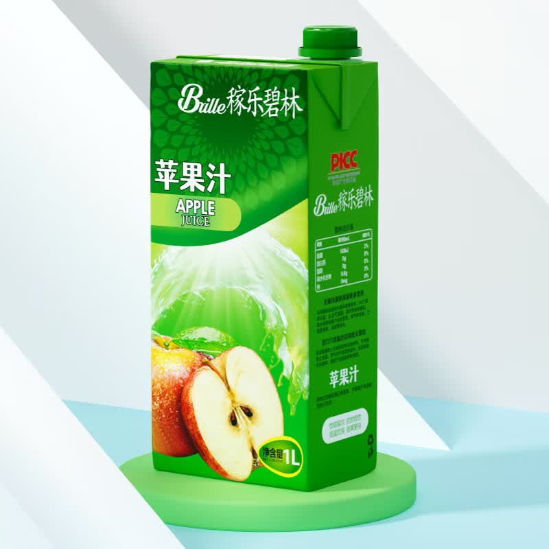 碧林苹果汁饮料1L盒装纯果汁100%无添加鲜榨浓缩儿童健康低脂浓缩果汁 苹果汁1L