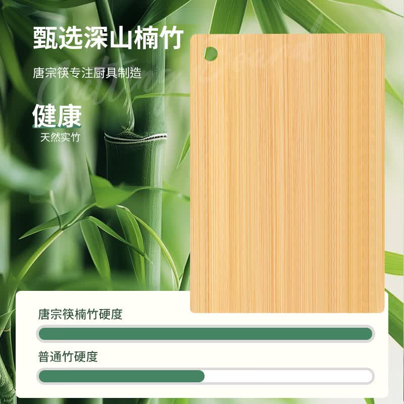 唐宗筷竹菜板实木家用抗菌防霉砧板案板厨房面板竹占板剁骨粘板 大号实心楠竹-0漆0蜡-40*28*1.2cm