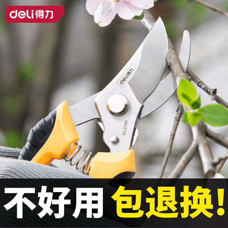 得力（deli）剪枝手动剪刀园林花艺修剪树枝剪刀果树剪刀花枝剪园艺剪子工具 【8英寸-合金】重型修枝剪