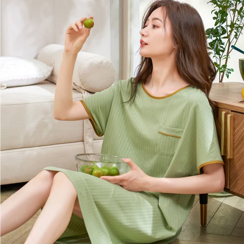 DAPHNE达芙妮夏季睡裙女士棉质短袖甜美家居服女生夏天薄款夏棉中长款睡衣裙子 小熊睡裙【偏小,卡大拍】 XL(120-140斤)