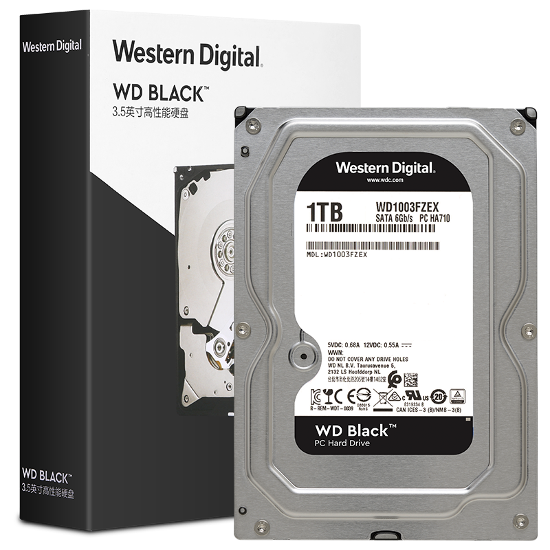 Western Digital 西部数据 黑盘系列 3.5英寸 台式机硬盘 1TB（CMR、7200rpm、64MB）WD1003FZEX