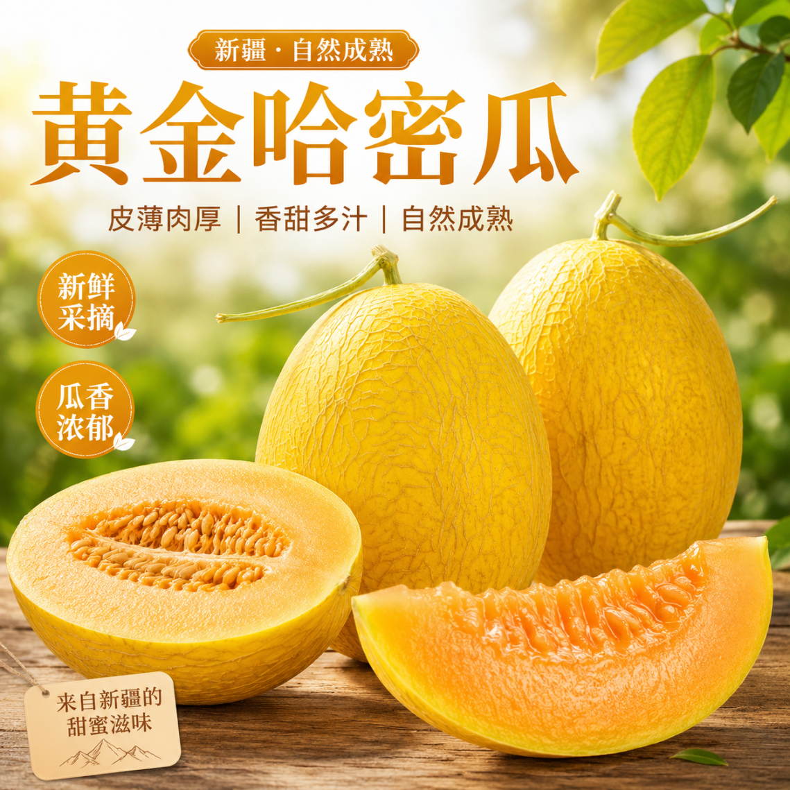 【时令水果】新疆哈密瓜黄金哈密瓜恐龙蛋蜜瓜 【普通】带箱8-10斤净重8斤+（2-4粒装）