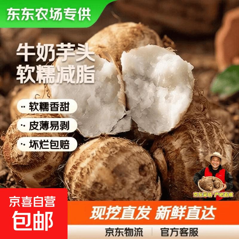 【东东农场专供】新鲜牛奶芋头现挖毛芋头香嫩爽滑奶油芋头小香芋 奶白芋头 2斤 带箱 中大果