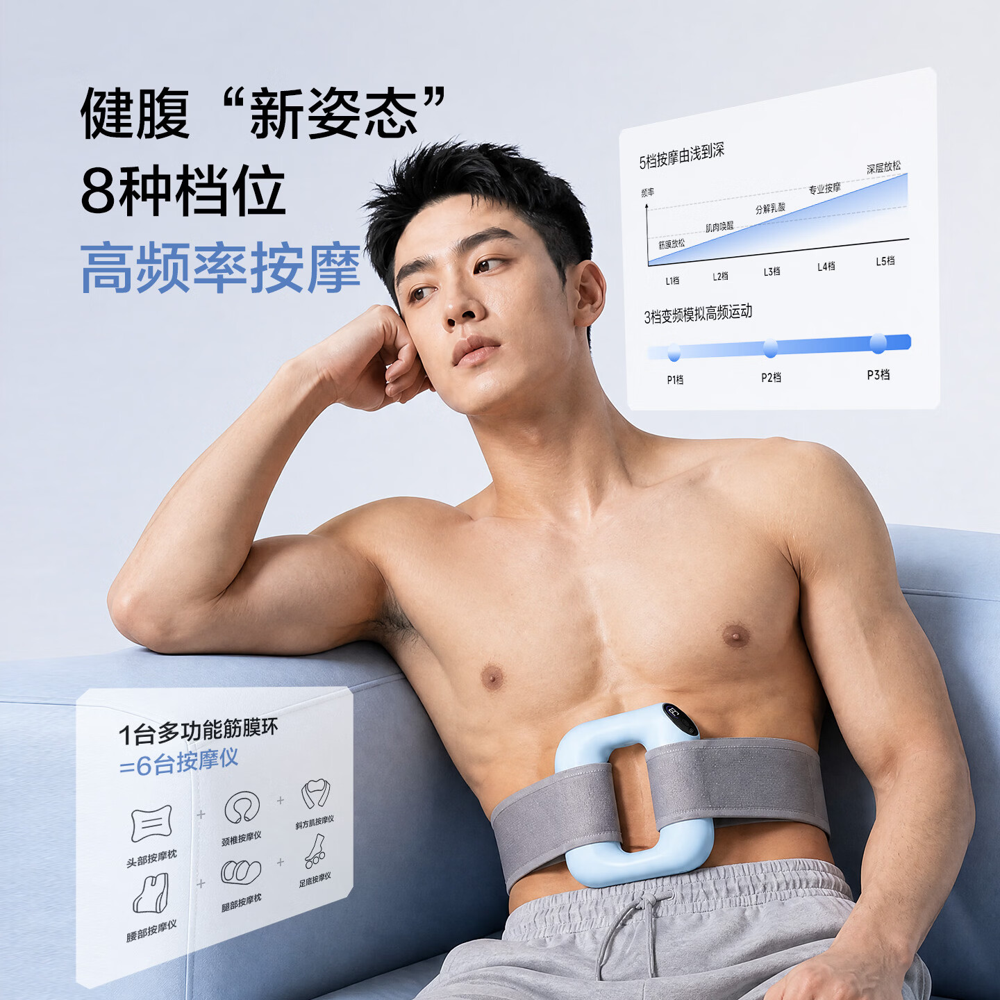 乐动力筋膜环专业抖抖甩脂机懒人瘦肚子助力减脂肪神器腰部按摩全身神器 旗舰款杏纱粉【8档变频+燃脂塑形+腰带】