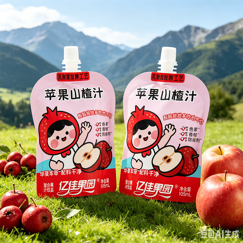 亿佳果园枇杷雪梨汁金银花柚子汁苹果山楂汁整箱儿童零食果汁饮料 苹果山楂汁105mL*13袋
