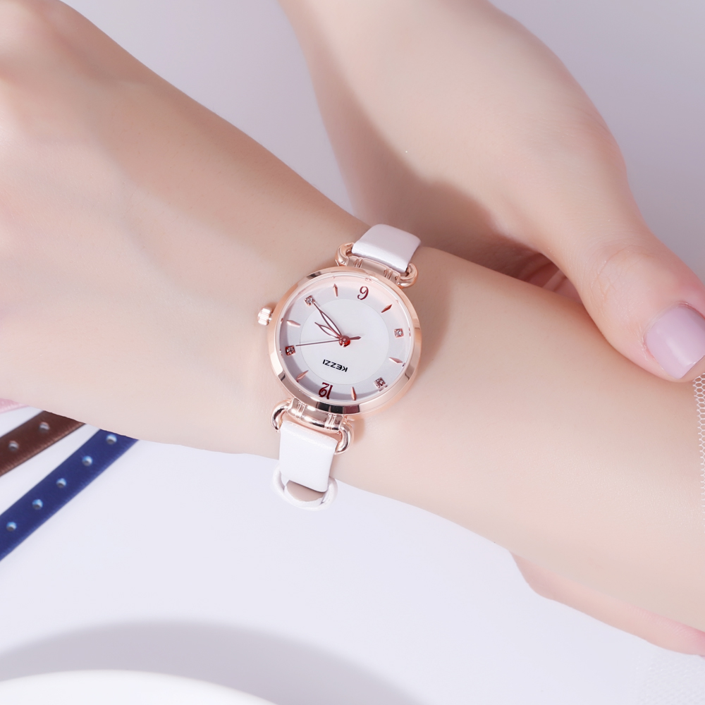 珂紫手表女简约初中高中女学生石英表气质ins风小表盘休闲女士腕表
