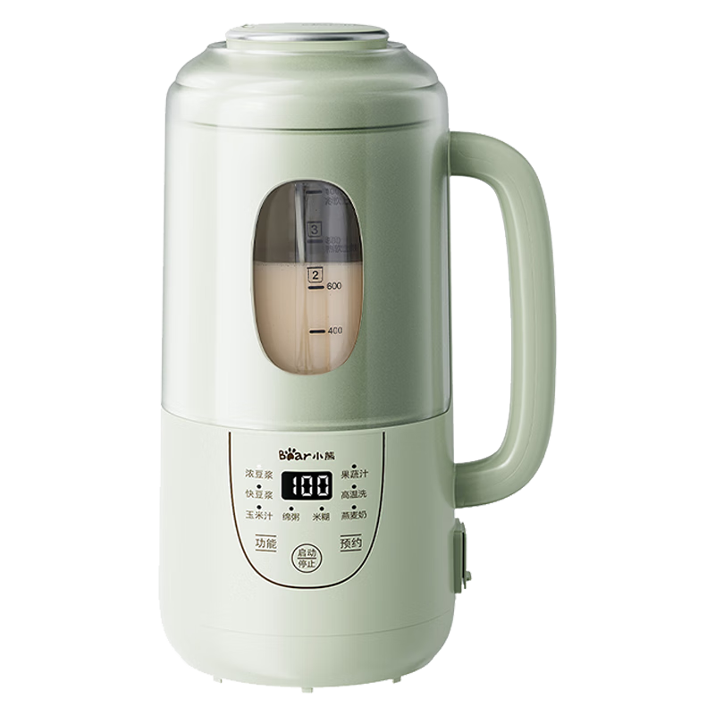 小熊 豆浆机1L大容量破壁机小型家用隔音罩轻音免煮免过滤316不锈钢刀高硼硅玻璃实付139.5元