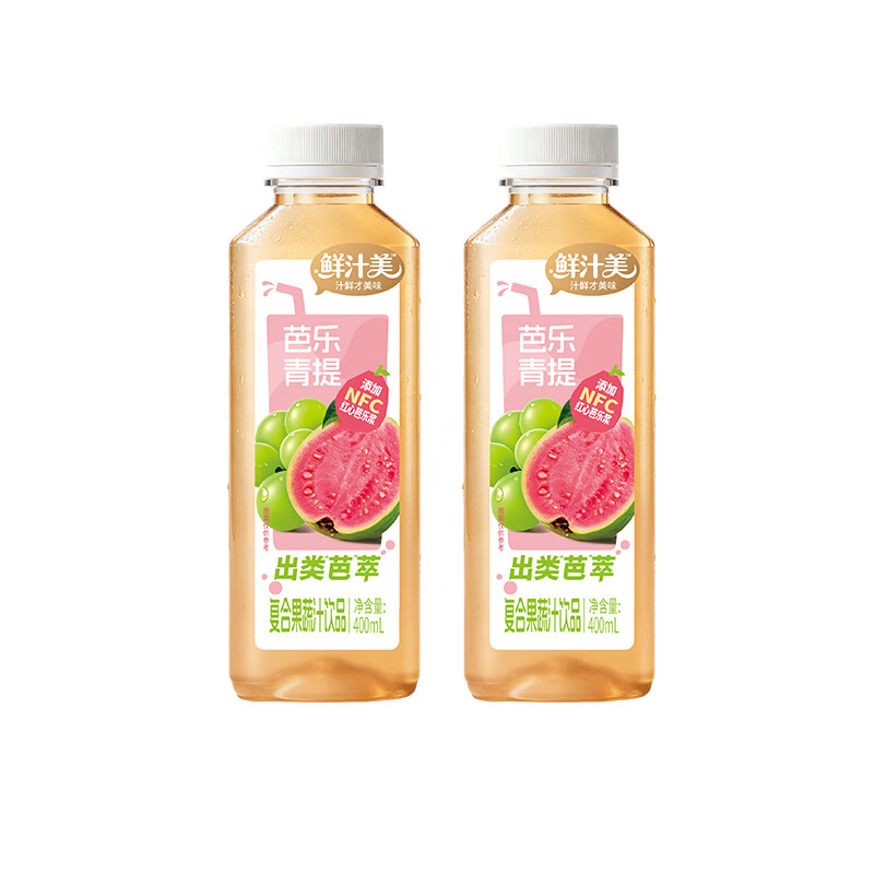 轻上100%椰子水电解质水果汁饮品0添加蔗糖饮料营养送礼佳品 鲜汁美芭乐青提400ml*6
