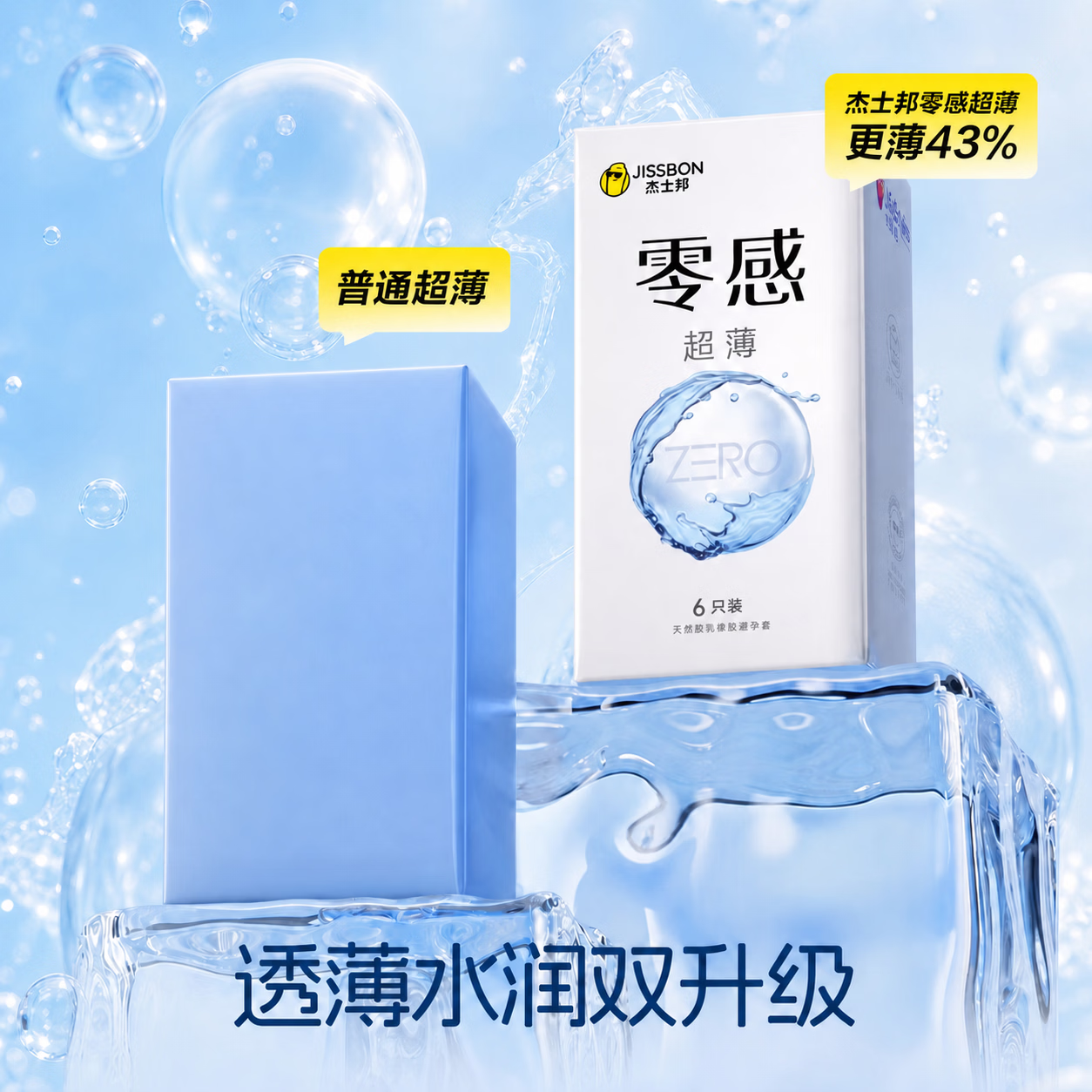 杰士邦避孕套003超薄玻尿酸0.01超薄安全套隐形润滑裸入感女性专用套byt 销量王【纯纯裸入感】24只:纯零感超薄24只