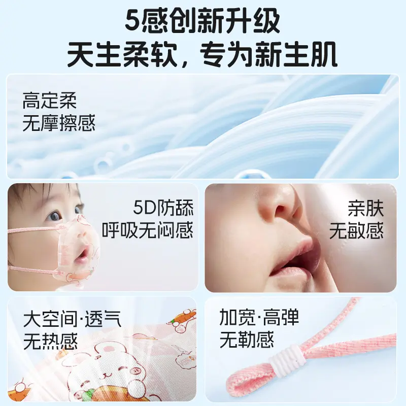 万宝绿婴儿口罩0-6个月新生儿透气防舔婴幼儿0-3岁6-12个月儿童口罩专属 防舔舐5D款【卡其熊】调节耳带丨呵护心肺 特惠装【20片】1-12月/1-3岁都适用
