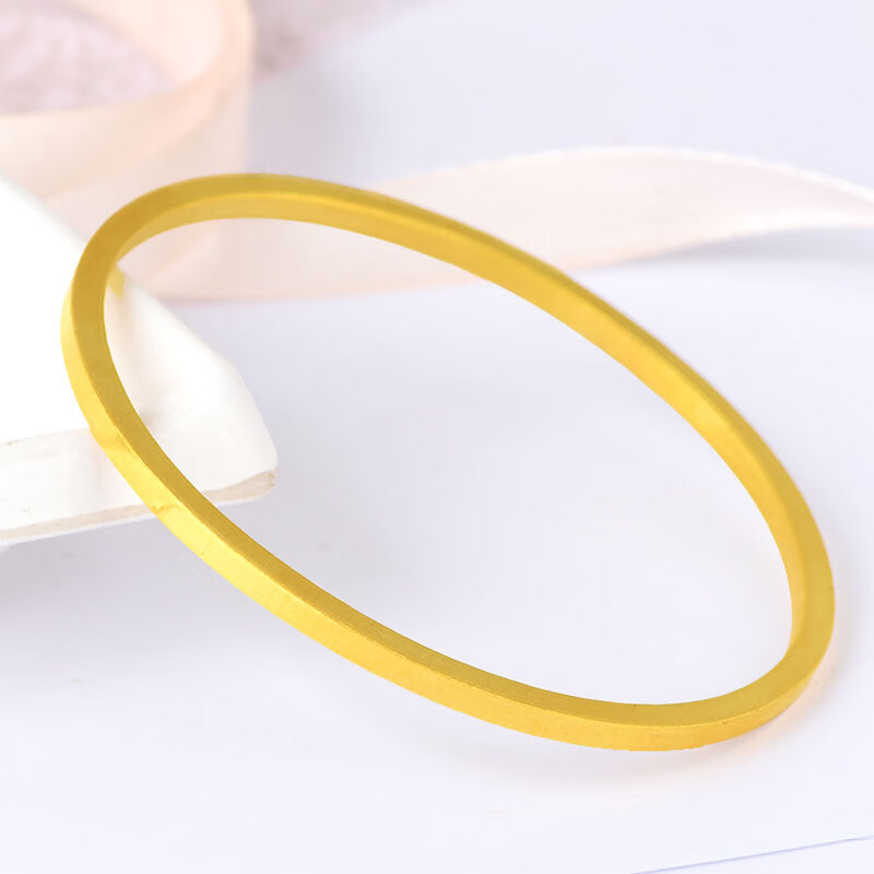 匠蕴黄金手镯男女足金999新款实心筷子手镯简约大气方形镯子光面送礼