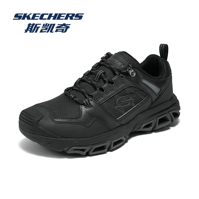 斯凯奇(Skechers)男鞋夏季百搭休闲鞋厚底增高老爹鞋轻便上班运动鞋缓震跑步鞋子男 BBK全黑色 41 (260mm)